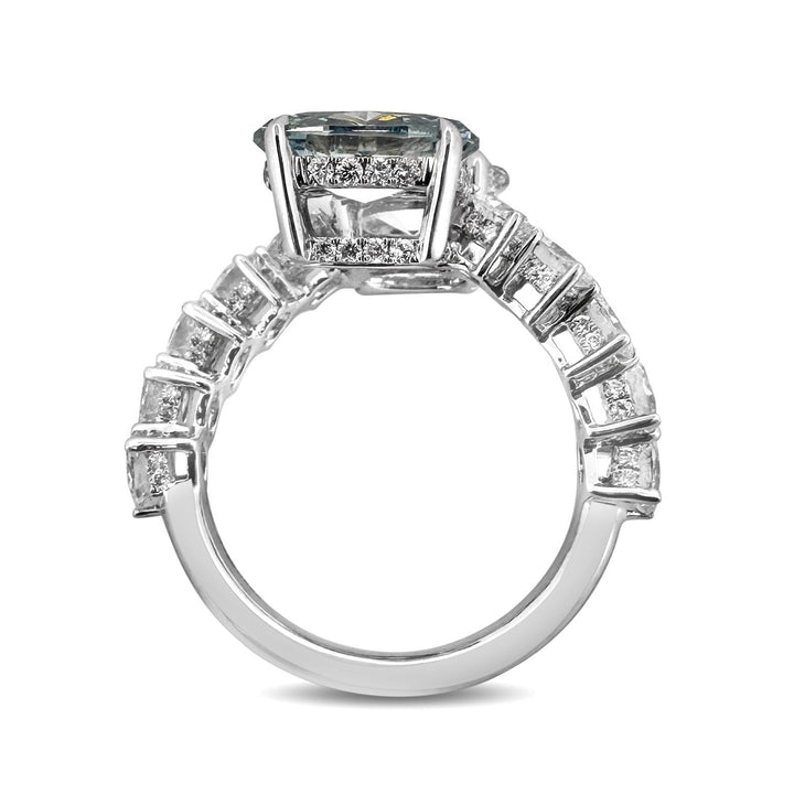 5.39ctw Fancy Blue & Colorless Ovals with Round Brilliants Lab-Grown Diamond Hidden Halo Toi et Moi Engagement Ring in 14k White Gold