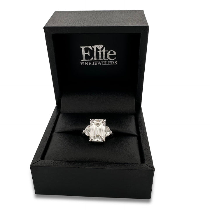 IGI Graded 5.11cts Emerald Cut with Hearts Lab-Grown Diamond Engagement Ring 14k White Gold