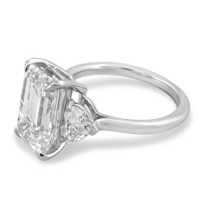IGI Graded 5.11cts Emerald Cut with Hearts Lab-Grown Diamond Engagement Ring 14k White Gold