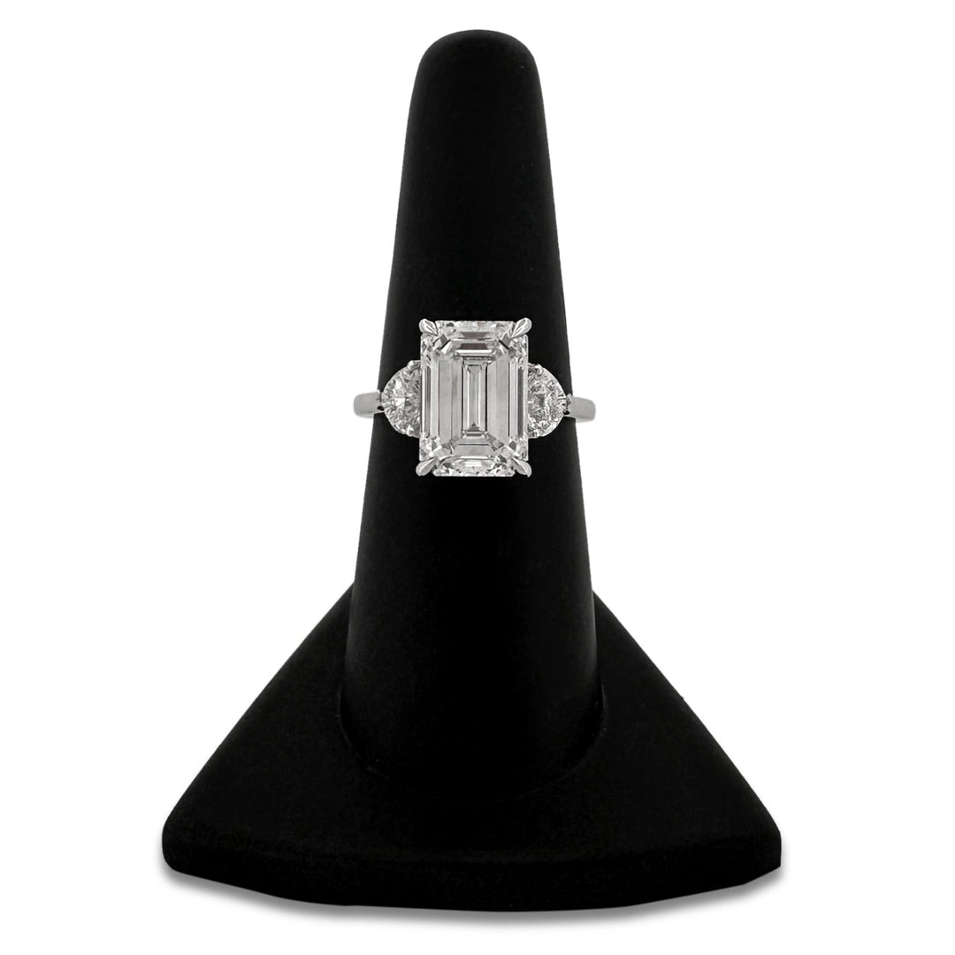 IGI Graded 5.11cts Emerald Cut with Hearts Lab-Grown Diamond Engagement Ring 14k White Gold