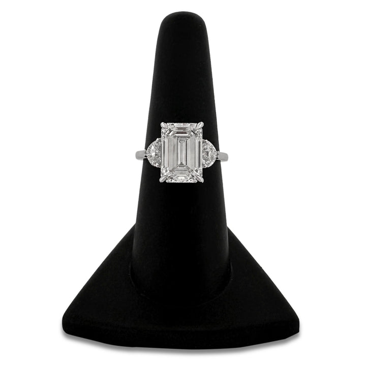 IGI Graded 5.11cts Emerald Cut with Hearts Lab-Grown Diamond Engagement Ring 14k White Gold
