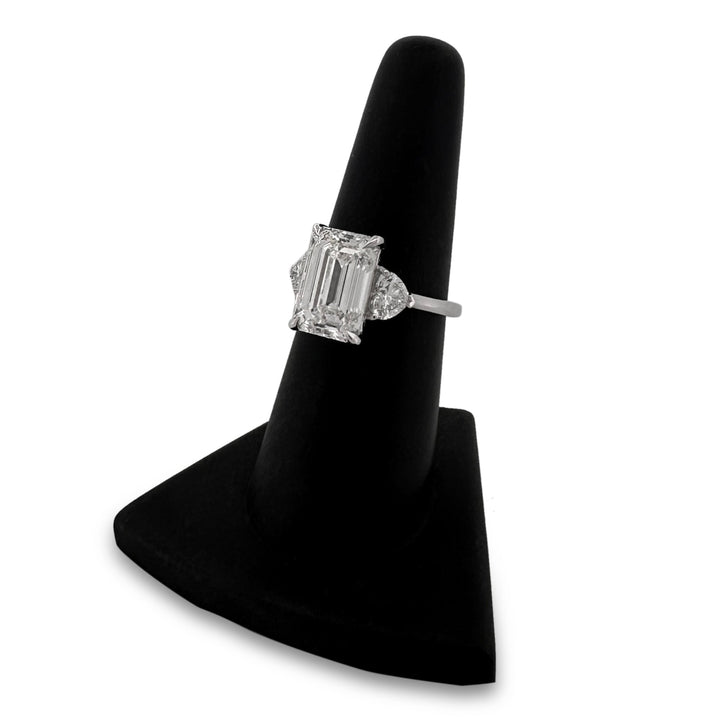 IGI Graded 5.11cts Emerald Cut with Hearts Lab-Grown Diamond Engagement Ring 14k White Gold