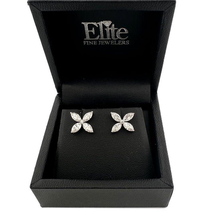 2.25ctw Marquise & Round Lab-Grown Diamond Stud Earrings in 18K White Gold