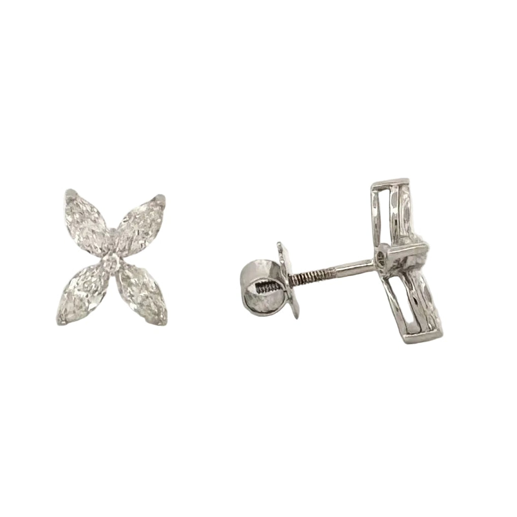 2.25ctw Marquise & Round Lab-Grown Diamond Stud Earrings in 18K White Gold