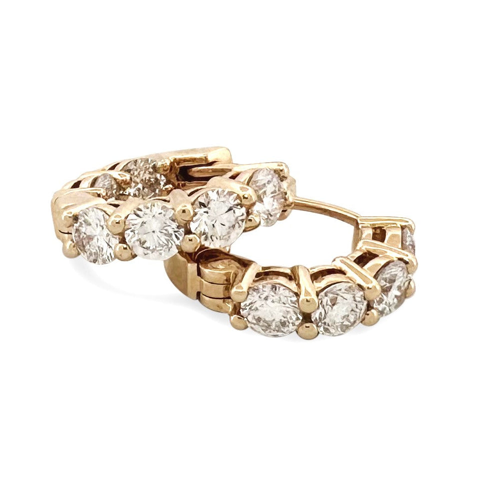 2.45ctw Round Brilliant Lab-Grown Diamond Inside-Out Huggie Hoop Earrings in 14kt Yellow Gold