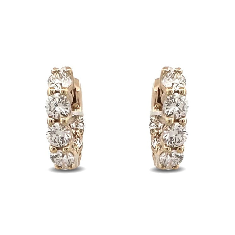2.45ctw Round Brilliant Lab-Grown Diamond Inside-Out Huggie Hoop Earrings in 14kt Yellow Gold