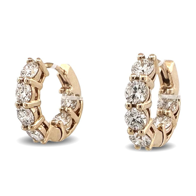 2.45ctw Round Brilliant Lab-Grown Diamond Inside-Out Huggie Hoop Earrings in 14kt Yellow Gold