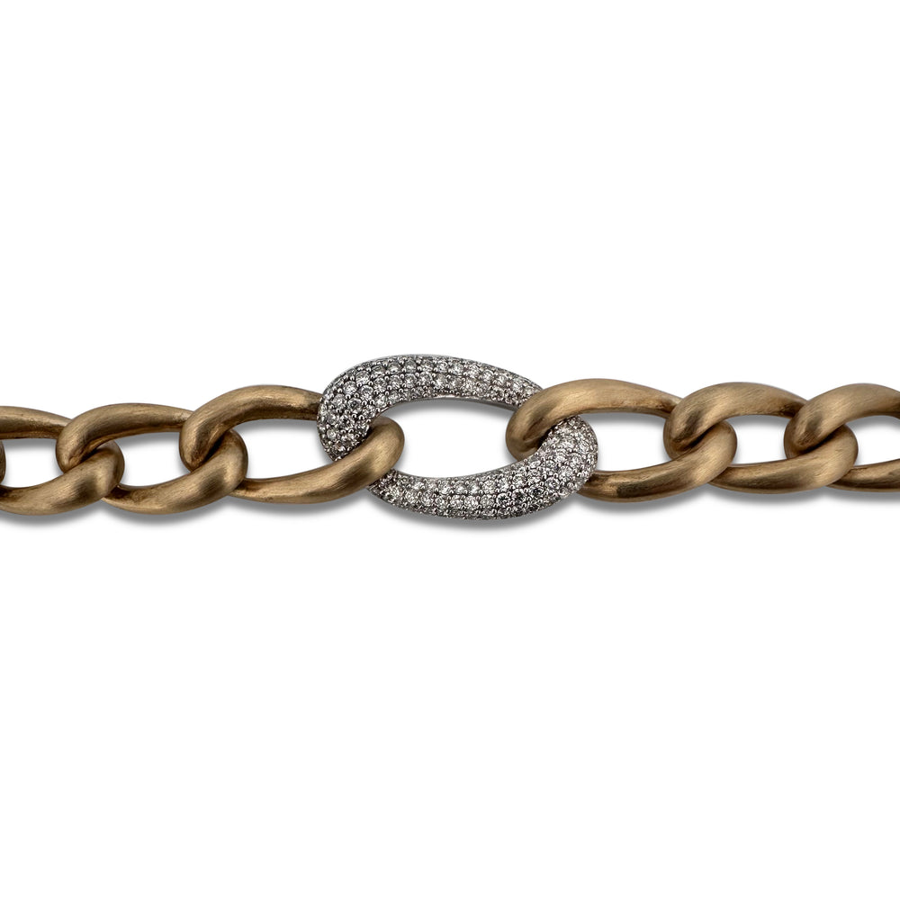2ctw Round Brilliant Natural Diamond Curb Link Necklace in 14k Yellow & White Gold