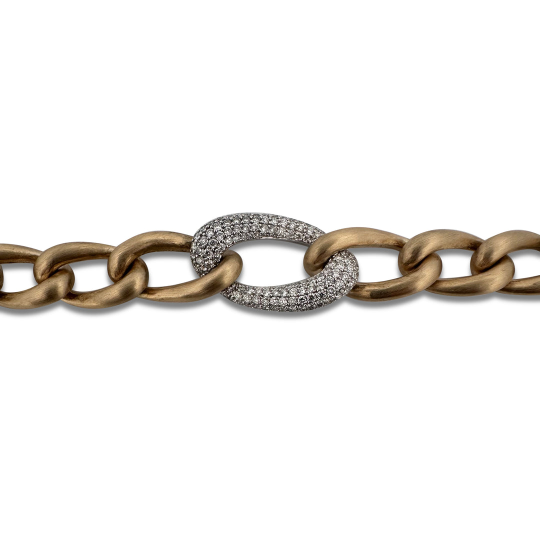 2ctw Round Brilliant Natural Diamond Curb Link Necklace in 14k Yellow & White Gold