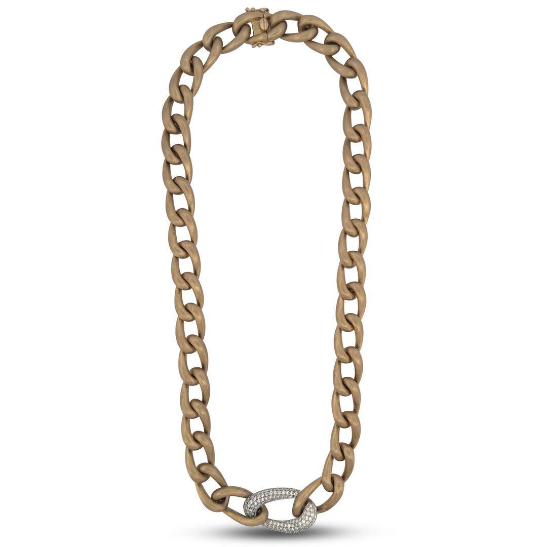 2ctw Round Brilliant Natural Diamond Curb Link Necklace in 14k Yellow & White Gold