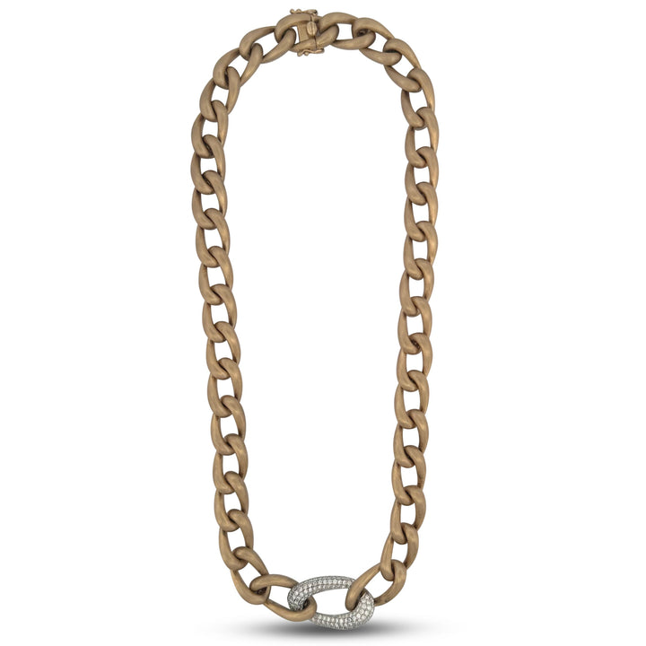 2ctw Round Brilliant Natural Diamond Curb Link Necklace in 14k Yellow & White Gold