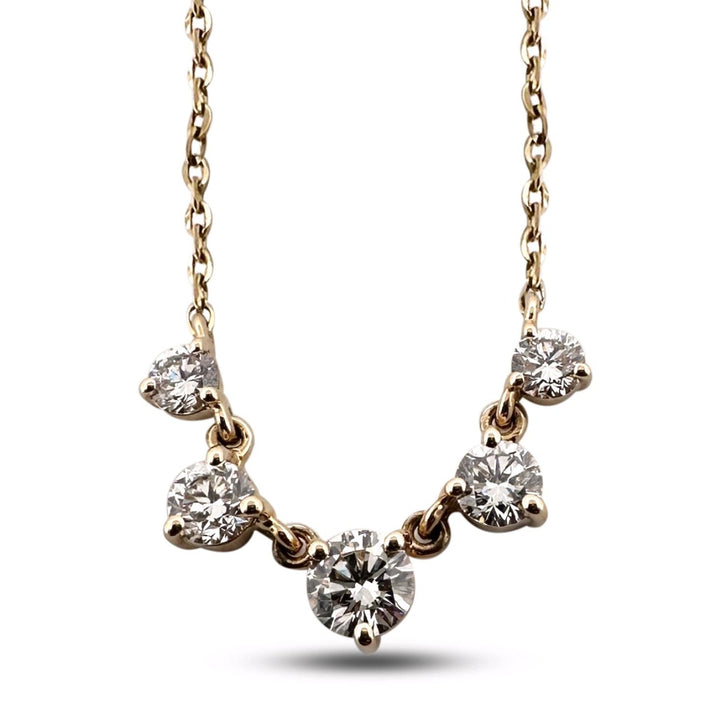 0.94ctw Round Brilliant Lab-Grown Diamond 5 Stone Necklace in 14k Yellow Gold