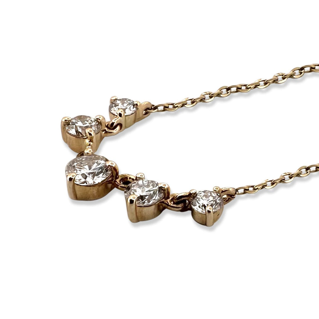 0.94ctw Round Brilliant Lab-Grown Diamond 5 Stone Necklace in 14k Yellow Gold