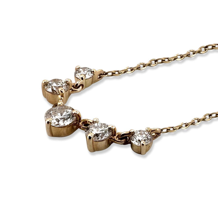 0.94ctw Round Brilliant Lab-Grown Diamond 5 Stone Necklace in 14k Yellow Gold