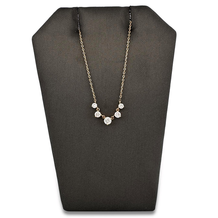 0.94ctw Round Brilliant Lab-Grown Diamond 5 Stone Necklace in 14k Yellow Gold