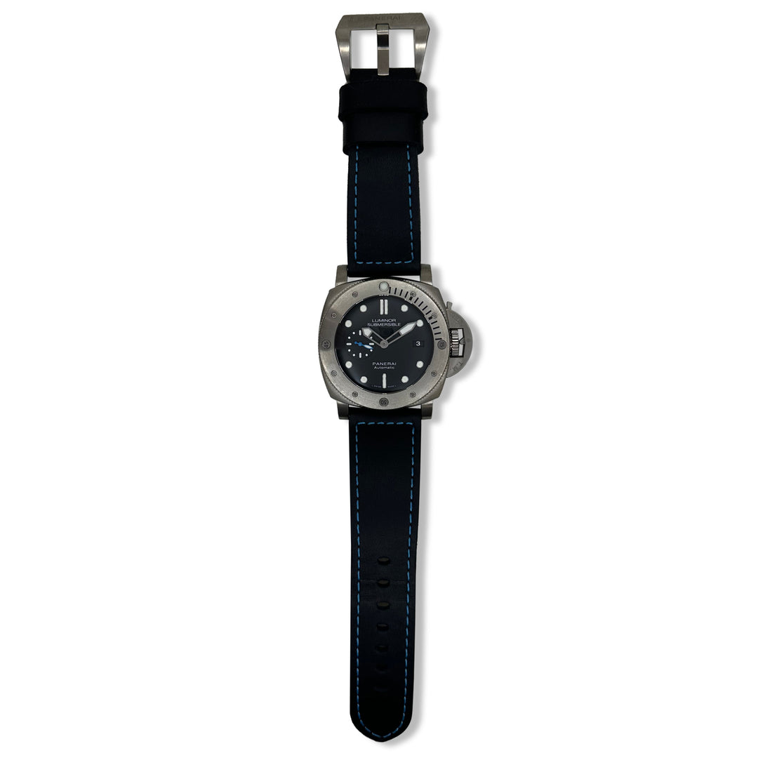 2019 Panerai Luminor Submersible 47mm in Titanium Leather Strap Watch with Box & Papers