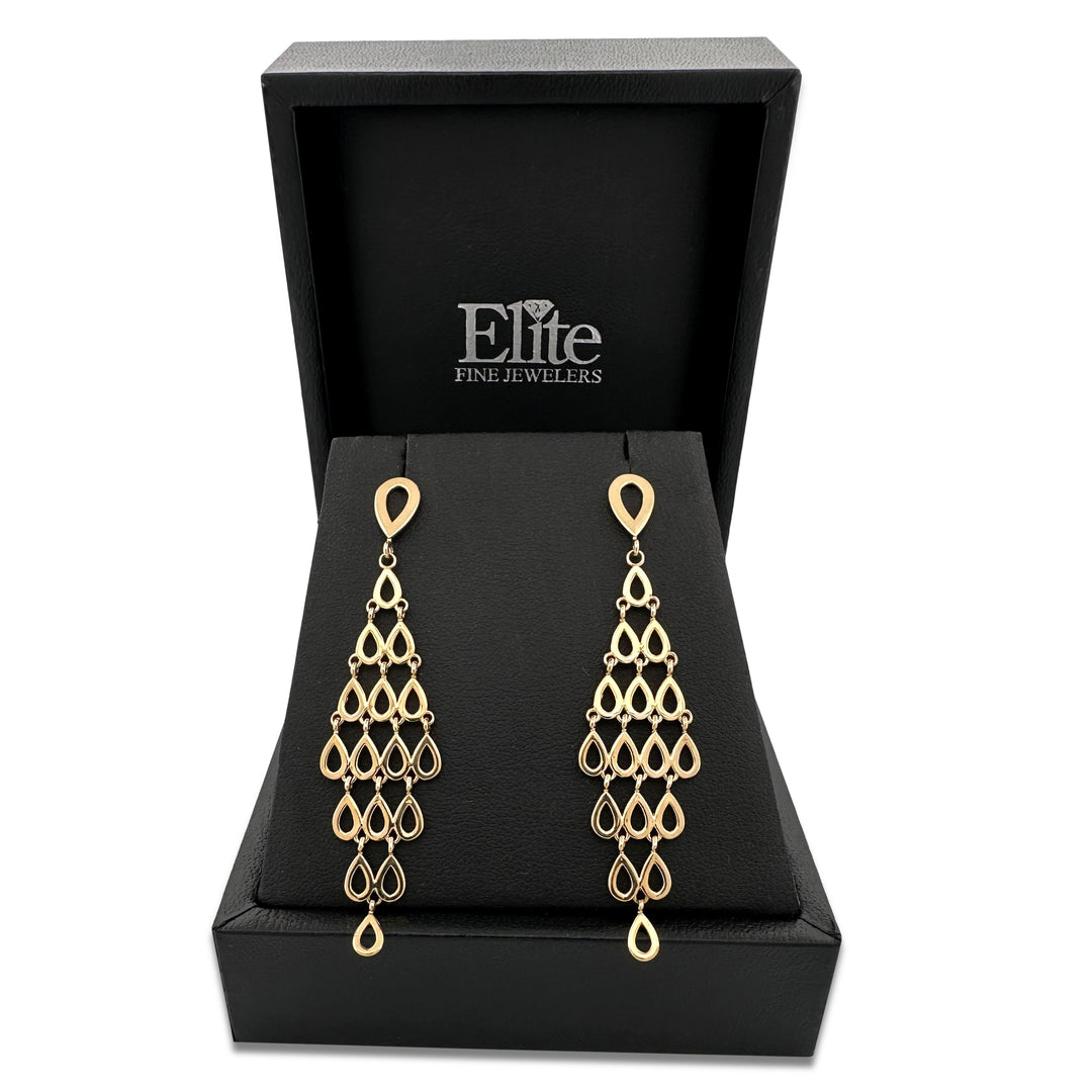 Pear-Link Chandelier Dangle Earrings in 14k Yellow Gold