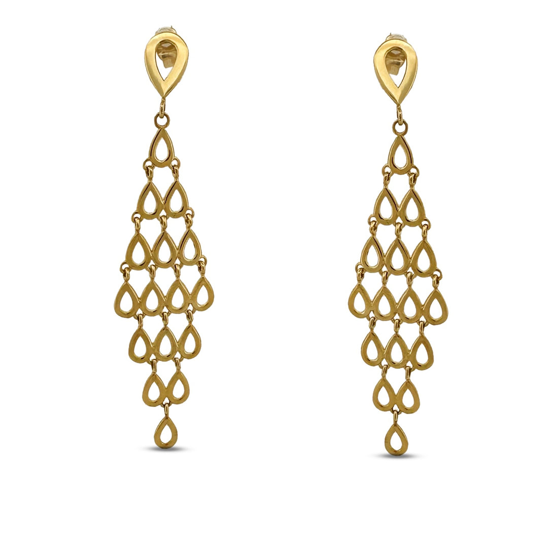 Pear-Link Chandelier Dangle Earrings in 14k Yellow Gold