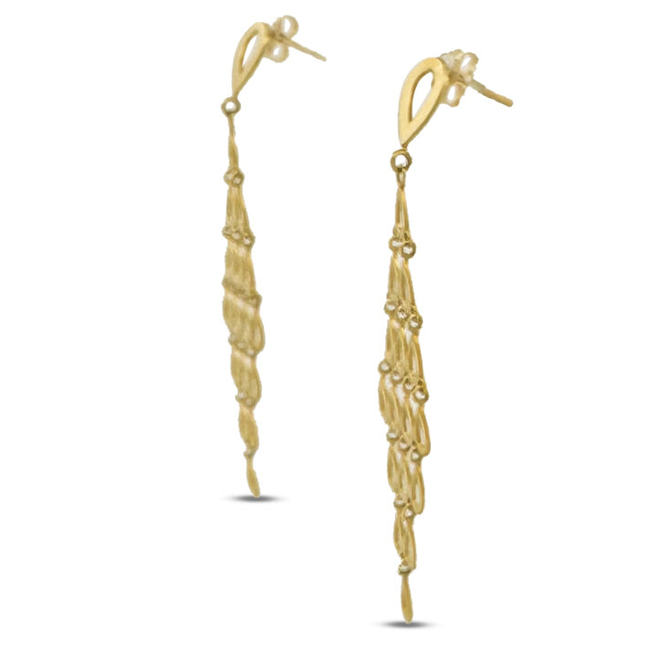 Pear-Link Chandelier Dangle Earrings in 14k Yellow Gold