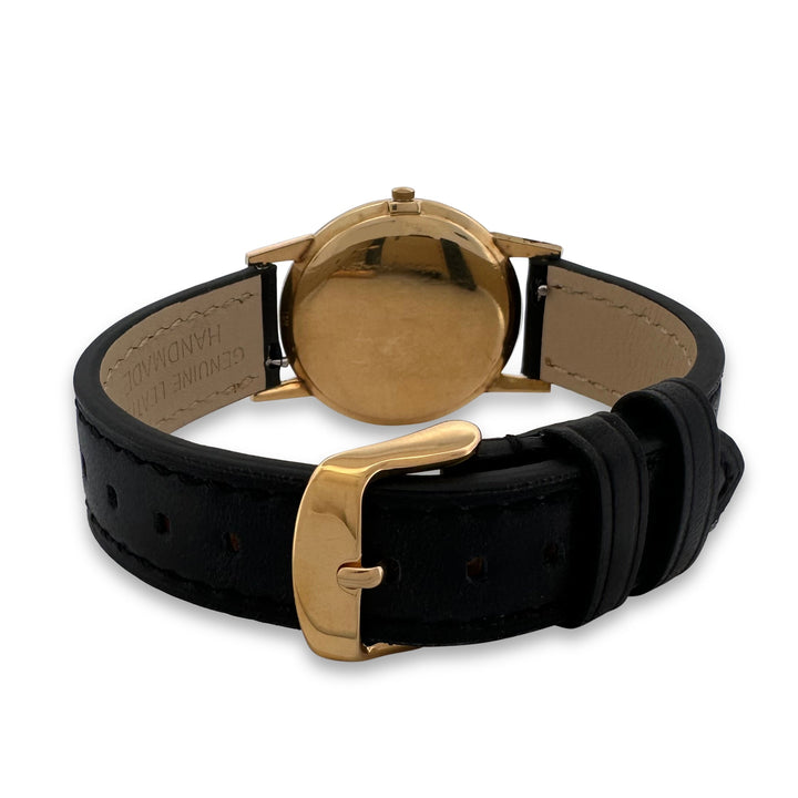 Vintage Ulysse Nardin 33mm in 18k Yellow Gold Black Leather Strap Watch