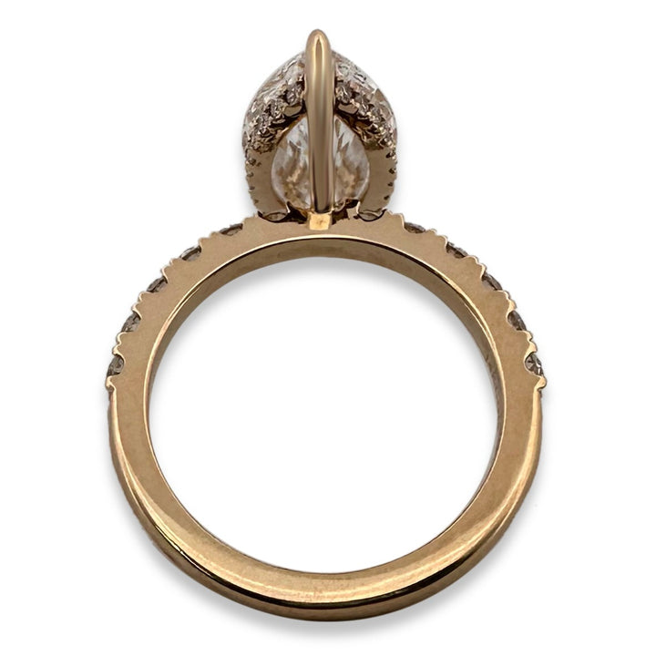 IGI Graded 4ct Marquise Center with Round Brilliant Lab-Grown Diamond Hidden Halo Engagement Ring in 14k Yellow Gold