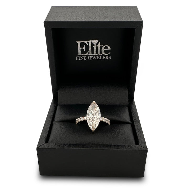 IGI Graded 4ct Marquise Center with Round Brilliant Lab-Grown Diamond Hidden Halo Engagement Ring in 14k Yellow Gold