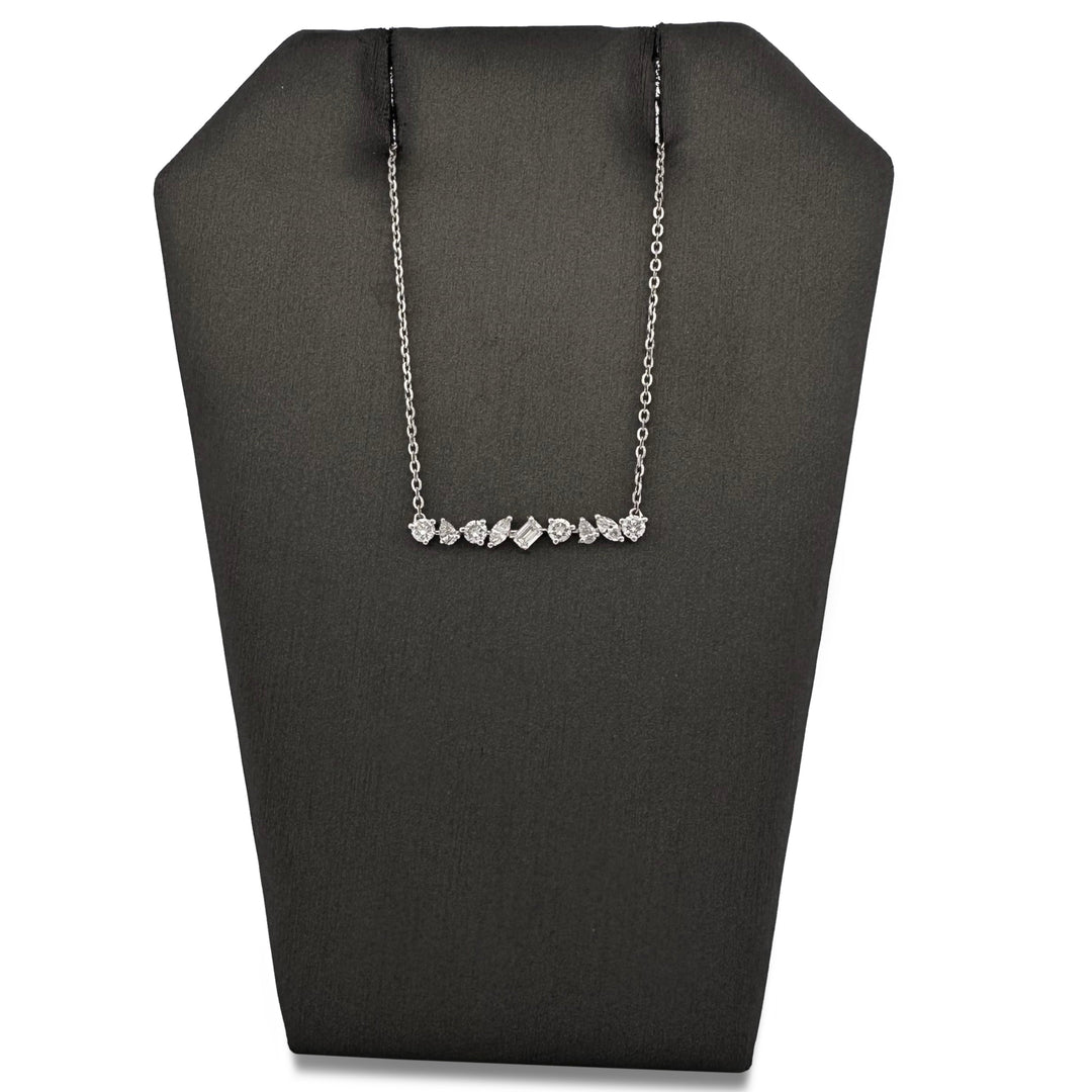 0.67ctw Multi-Cut Lab-Grown Diamond Bar Pendant Necklace in 14k White Gold