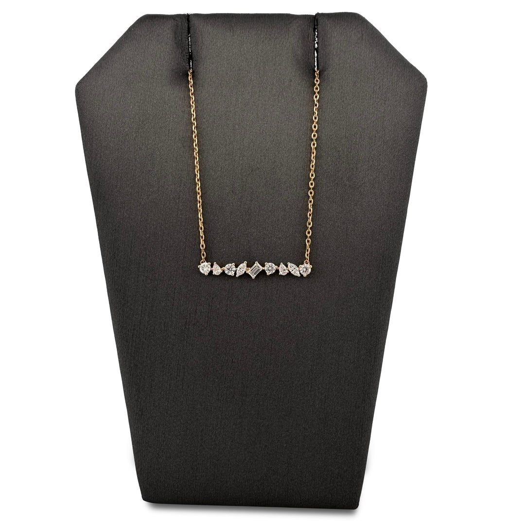 0.67ctw Multi-Cut Lab-Grown Diamond Bar Pendant Necklace in 14k Yellow Gold