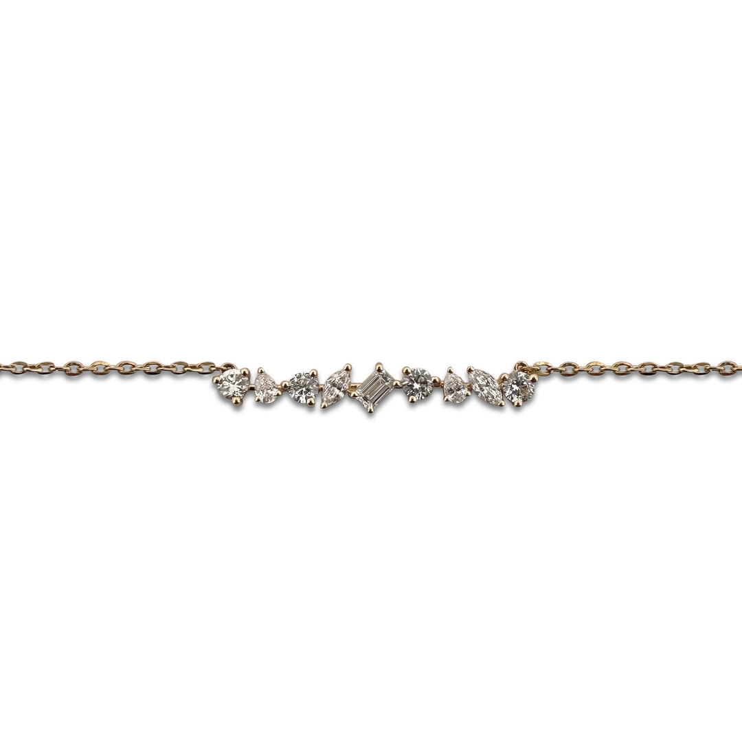 0.67ctw Multi-Cut Lab-Grown Diamond Bar Pendant Necklace in 14k Yellow Gold