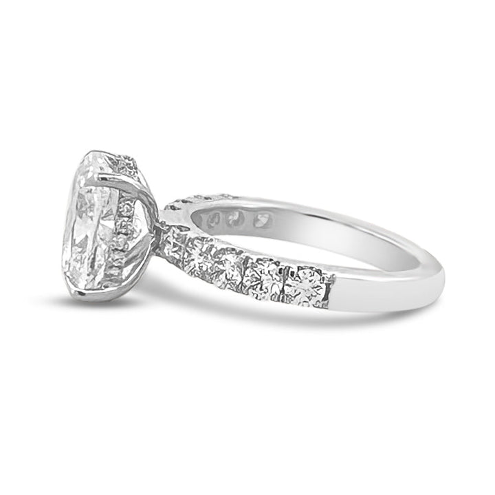 IGI Graded 4.02ct Cushion Cut with Hidden Halo Lab-Grown Diamond Engagement Ring in 14k White Gold