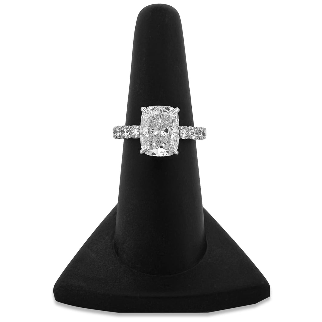 IGI Graded 4.02ct Cushion Cut with Hidden Halo Lab-Grown Diamond Engagement Ring in 14k White Gold