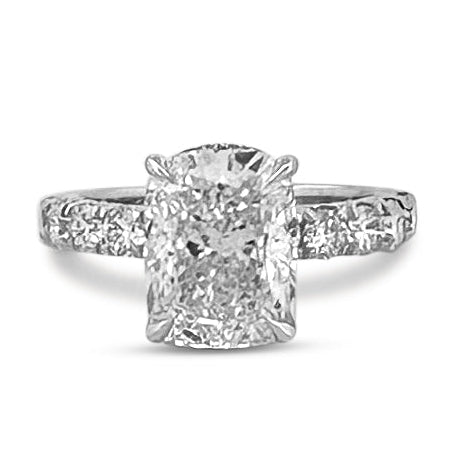 IGI Graded 4.02ct Cushion Cut with Hidden Halo Lab-Grown Diamond Engagement Ring in 14k White Gold