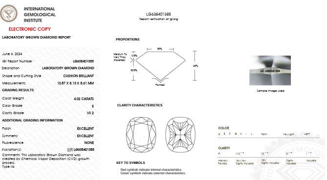 IGI Graded 4.02ct Cushion Cut with Hidden Halo Lab-Grown Diamond Engagement Ring in 14k White Gold