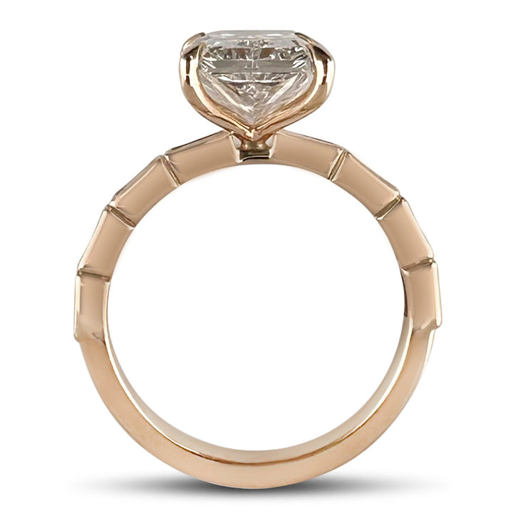IGI Graded 4.04ct Radiant Cut Center with Baguette Sides Lab-Grown Diamond Engagement Ring in 14k Yellow Gold