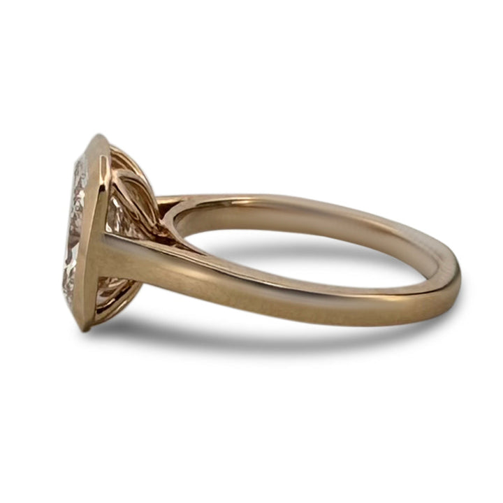 IGI Graded 3.09ct Cushion Cut Lab-Grown Diamond Bezel-Set Solitaire Engagement Ring in 14k Yellow Gold