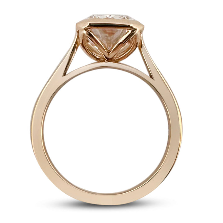 IGI Graded 3.09ct Cushion Cut Lab-Grown Diamond Bezel-Set Solitaire Engagement Ring in 14k Yellow Gold