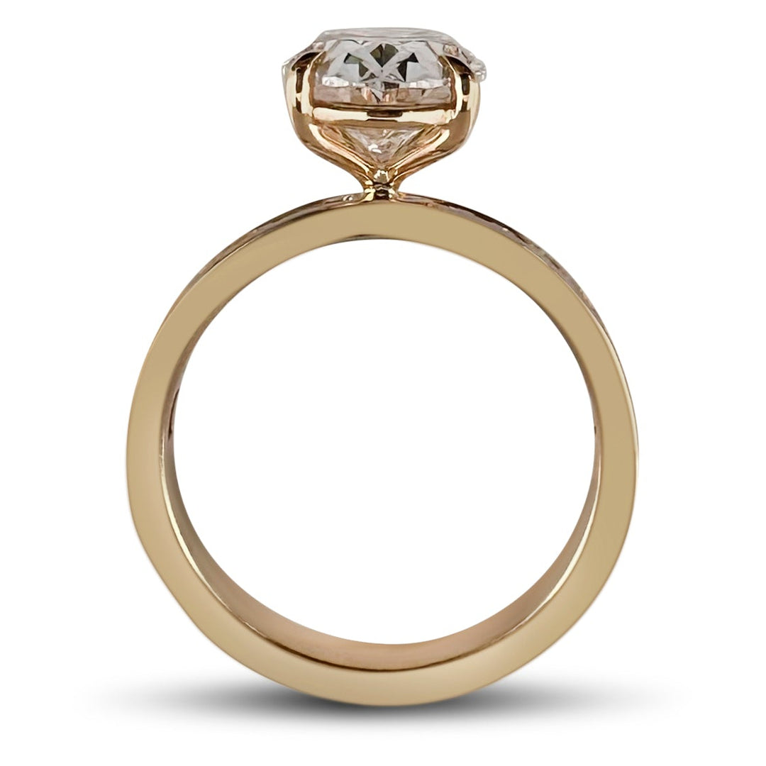 IGI Graded 3.04ct Oval with Round Brilliant Lab-Grown Diamond Engagement Ring in 14k Yellow Gold