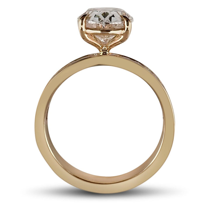 IGI Graded 3.04ct Oval with Round Brilliant Lab-Grown Diamond Engagement Ring in 14k Yellow Gold
