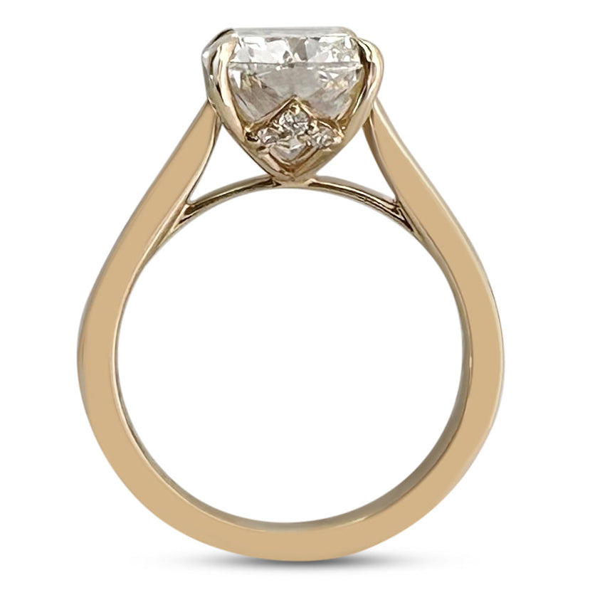 IGI Graded 4.09ct Cushion Cut with Round Brilliants Lab-Grown Diamond Engagement Ring in 14k Yellow Gold