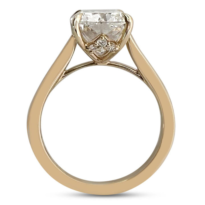 IGI Graded 4.09ct Cushion Cut with Round Brilliants Lab-Grown Diamond Engagement Ring in 14k Yellow Gold