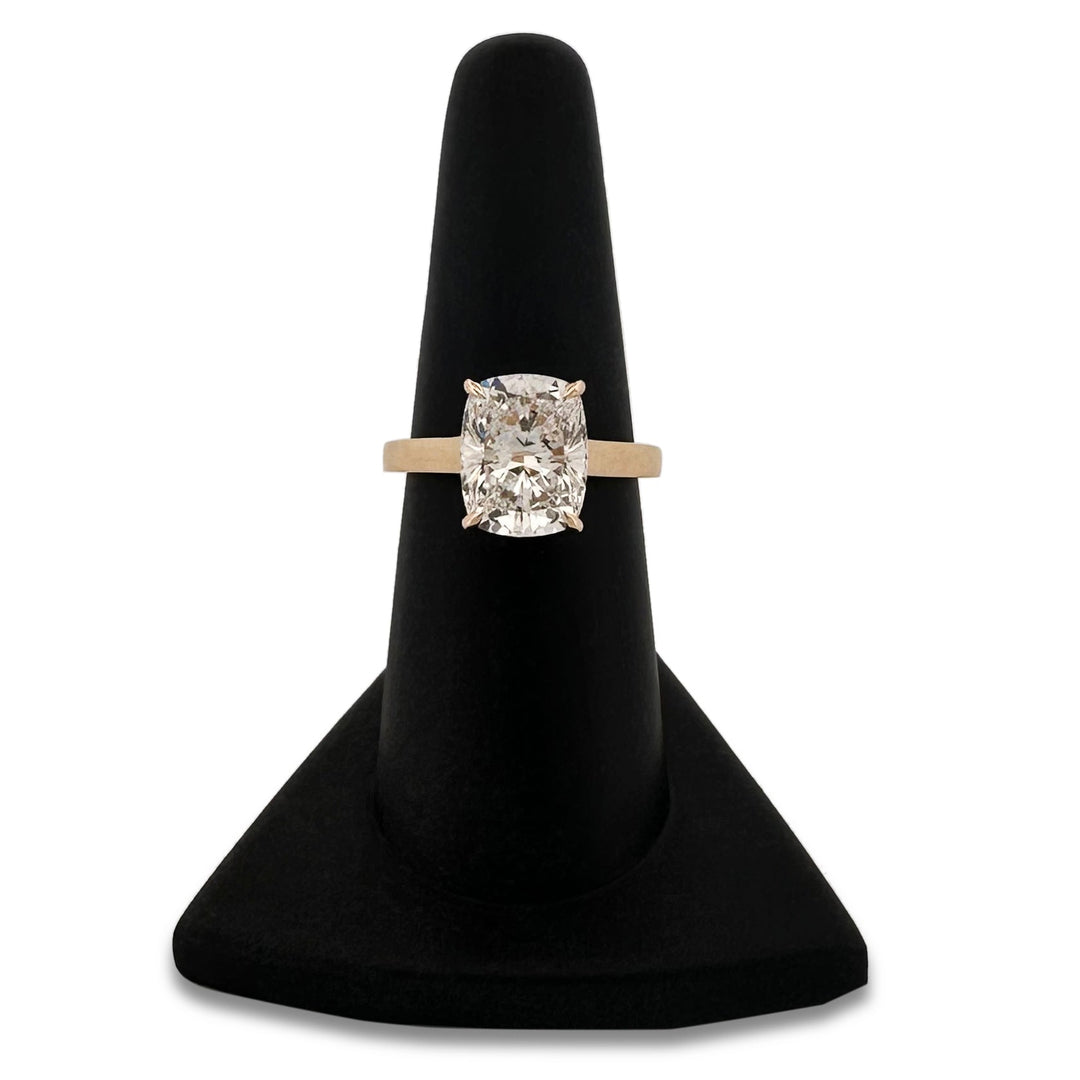 IGI Graded 4.09ct Cushion Cut with Round Brilliants Lab-Grown Diamond Engagement Ring in 14k Yellow Gold
