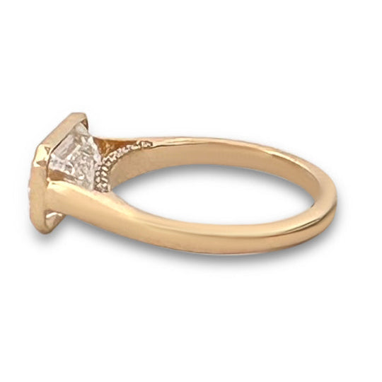 IGI Graded 3.04ct Emerald Cut Lab-Grown Diamond East-West Solitaire Engagement Ring 14k Yellow Gold