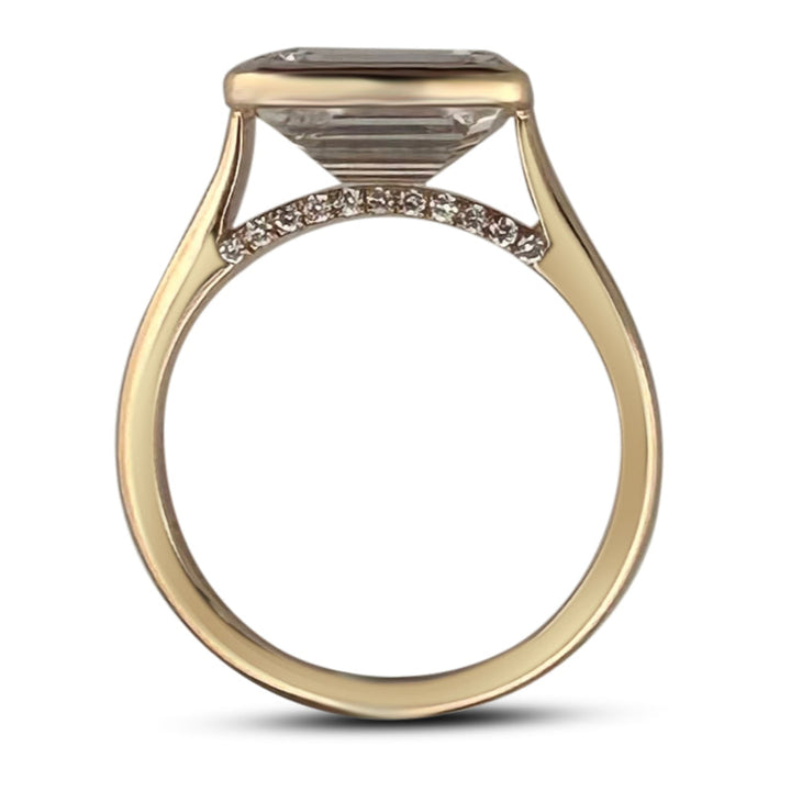 IGI Graded 3.04ct Emerald Cut Lab-Grown Diamond East-West Solitaire Engagement Ring 14k Yellow Gold