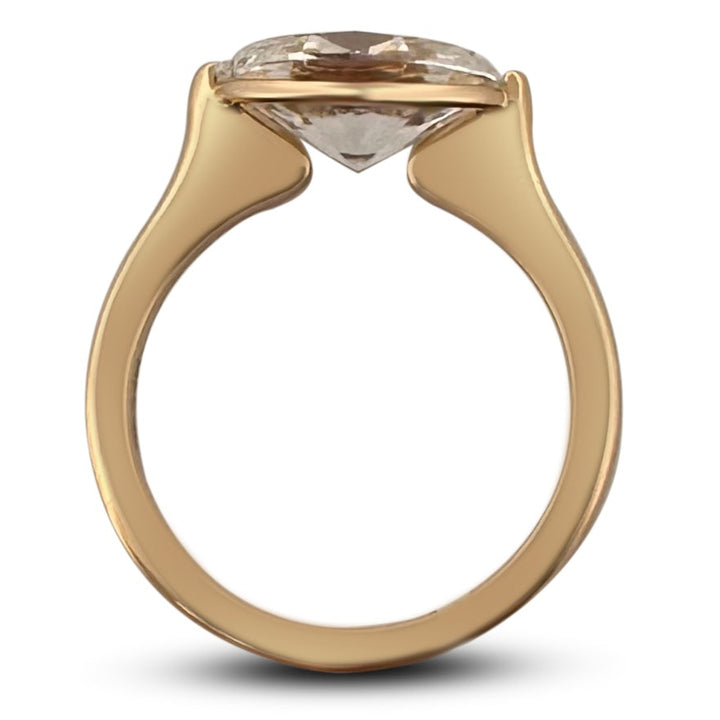 IGI Graded 3.09 Oval Lab-Grown Diamond East-West Solitaire Engagement Ring in 14k Yellow Gold