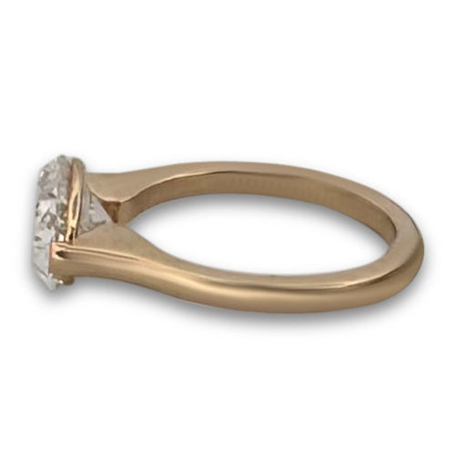 IGI Graded 3.09 Oval Lab-Grown Diamond East-West Solitaire Engagement Ring in 14k Yellow Gold