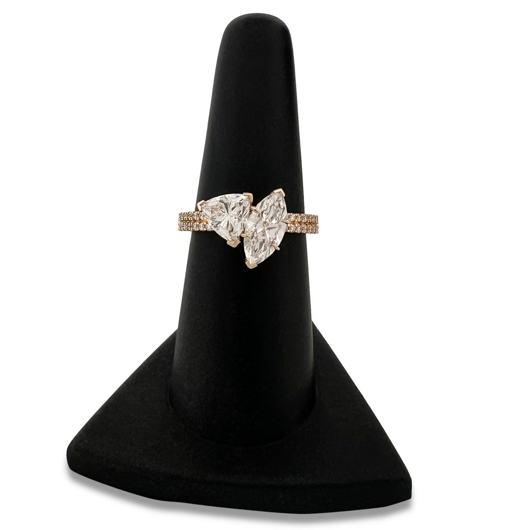 IGI Graded 2.45ctw Marquise & Trilliant with Round Brilliants Lab-Grown Diamond Toi et Moi Engagement Ring in 14k Yellow Gold
