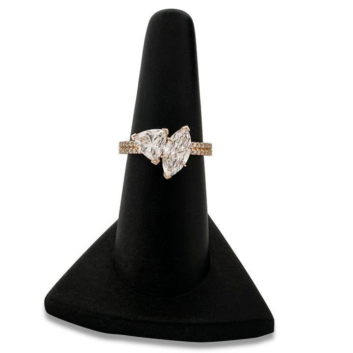 IGI Graded 2.45ctw Marquise & Trilliant with Round Brilliants Lab-Grown Diamond Toi et Moi Engagement Ring in 14k Yellow Gold