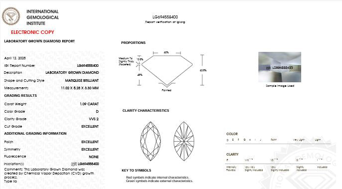 IGI Graded 2.45ctw Marquise & Trilliant with Round Brilliants Lab-Grown Diamond Toi et Moi Engagement Ring in 14k Yellow Gold