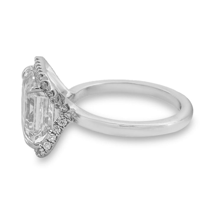 IGI Graded 7.44ct Asscher Cut with Round Brilliant Cut Halo Lab-Grown Diamond Engagement Ring in 14k White Gold
