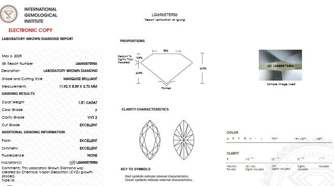 IGI Graded 1.51ct Marquise with Round Brilliant Lab-Grown Diamond East-West Engagement Ring in 14k White Gold